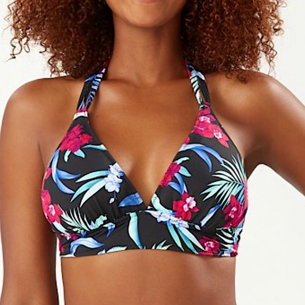 Tommy Bahama Midnight Orchid Reversible Strap Halter Top